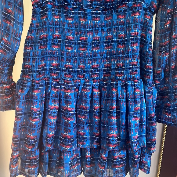 Aqua x Pendleton Womens Size M Smocked Waist V-Neck Mini Dress - Picture 4 of 9